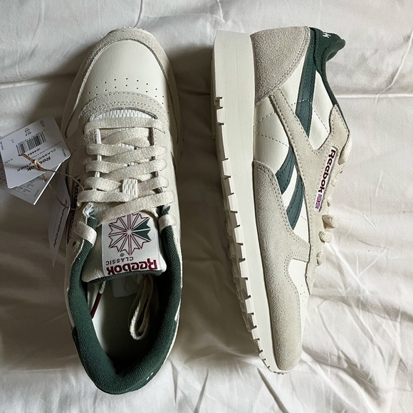 Men's Reebok Classic Leather (UK 7/US 8) - Chalk Green & Vintage Chalk - Picture 2 of 3